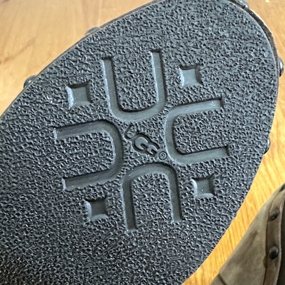 UGG Taupe Suede Shearling-Lined Clog Mules - Picture 10 of 15